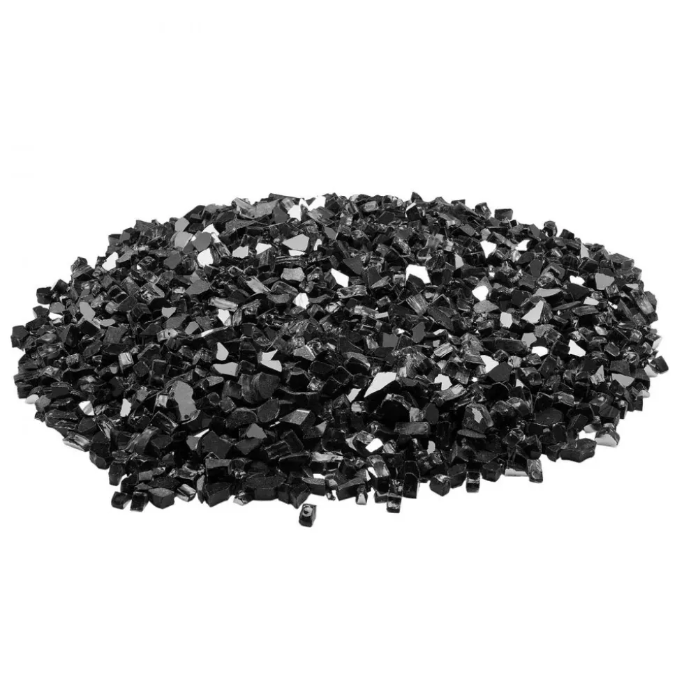 VEVOR Fire Glass, 20 LBS / 9.0 KG High-Temperature Resistant Fireplace Rocks, 1/2-Inch / 12.7 mm Reflective & Smokeless Firepit Glass Rock, High Luster Stone Landscaping for Fire Pit Table, Black
