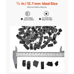 VEVOR Fire Glass, 20 LBS / 9.0 KG High-Temperature Resistant Fireplace Rocks, 1/2-Inch / 12.7 mm Reflective & Smokeless Firepit Glass Rock, High Luster Stone Landscaping for Fire Pit Table, Black