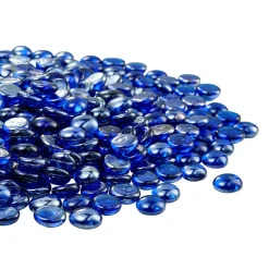 VEVOR Fire Glass, 20LBS / 9KG High-Temperature Resistant Fireplace Rocks, 1/2-Inch / 12.7 mm Reflective & Smokeless Firepit Glass Rock, High Luster Stone Landscaping for Fire Pit Table, Cobalt Blue