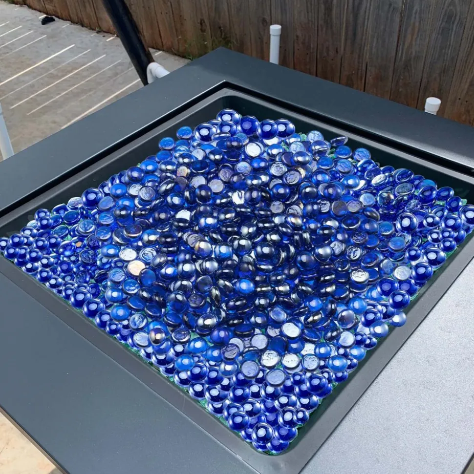 VEVOR Fire Glass, 20LBS / 9KG High-Temperature Resistant Fireplace Rocks, 1/2-Inch / 12.7 mm Reflective & Smokeless Firepit Glass Rock, High Luster Stone Landscaping for Fire Pit Table, Cobalt Blue