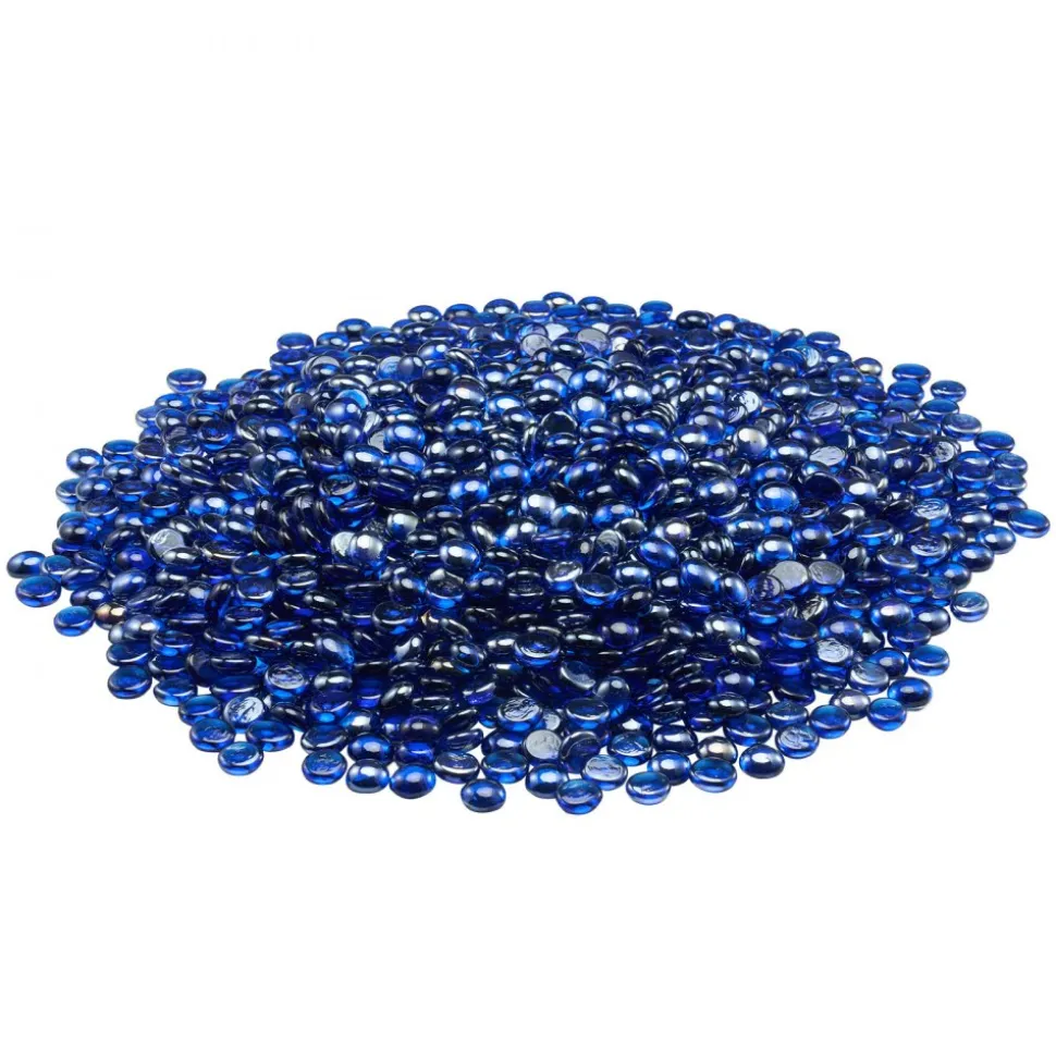 VEVOR Fire Glass, 20LBS / 9KG High-Temperature Resistant Fireplace Rocks, 1/2-Inch / 12.7 mm Reflective & Smokeless Firepit Glass Rock, High Luster Stone Landscaping for Fire Pit Table, Cobalt Blue