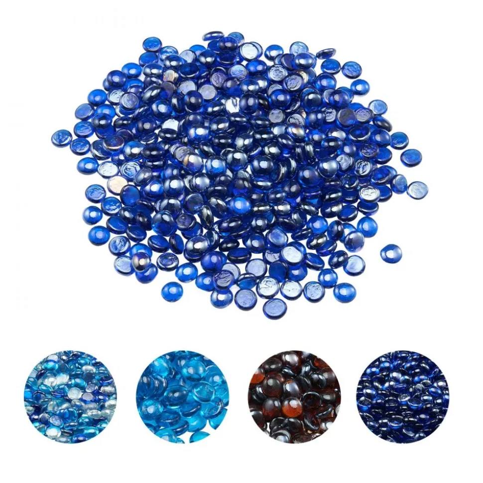 VEVOR Fire Glass, 20LBS / 9KG High-Temperature Resistant Fireplace Rocks, 1/2-Inch / 12.7 mm Reflective & Smokeless Firepit Glass Rock, High Luster Stone Landscaping for Fire Pit Table, Cobalt Blue