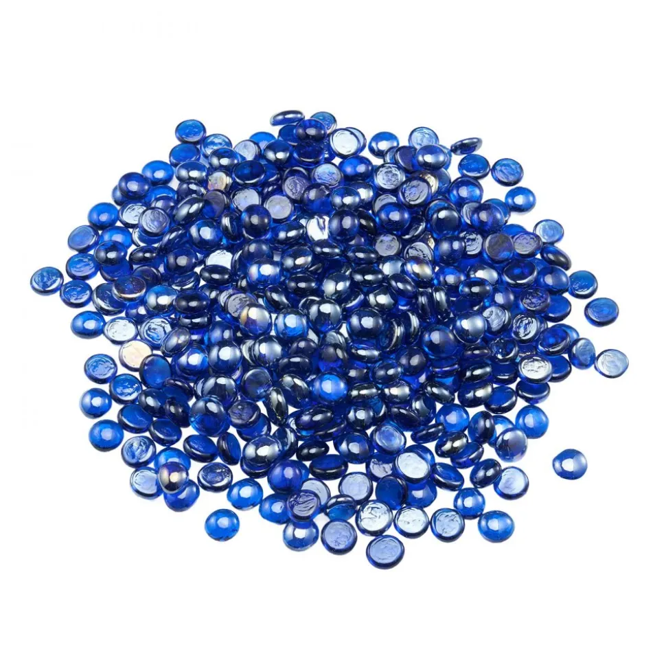 VEVOR Fire Glass, 20LBS / 9KG High-Temperature Resistant Fireplace Rocks, 1/2-Inch / 12.7 mm Reflective & Smokeless Firepit Glass Rock, High Luster Stone Landscaping for Fire Pit Table, Cobalt Blue
