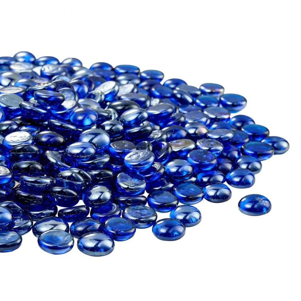 VEVOR Fire Glass, 10LBS / 4.5KG High-Temperature Resistant Fireplace Rocks, 1/2-Inch / 12.7 mm Reflective & Smokeless Firepit Glass Rock, High Luster Stone Landscaping for Fire Pit Table, Pacific Blue