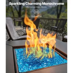 VEVOR Fire Glass, 10 LBS / 4.5 KG High-Temperature Resistant Fireplace Rocks, 1/4-Inch / 6.35 mm Reflective & Smokeless Firepit Glass Rock, High Luster Stone Landscaping for Fire Pit Table, Copper