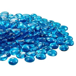 VEVOR Fire Glass, 20 lbs / 9.0 kg High-Temperature Resistant Fireplace Rocks, 3/4-Inch / 19.05 mm Reflective Firepit Glass Beads, High Luster Stone Landscaping for Fire Pit Table, Caribbean Blue