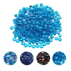 VEVOR Fire Glass, 20 lbs / 9.0 kg High-Temperature Resistant Fireplace Rocks, 3/4-Inch / 19.05 mm Reflective Firepit Glass Beads, High Luster Stone Landscaping for Fire Pit Table, Caribbean Blue