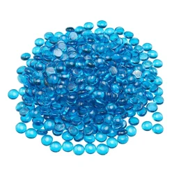 VEVOR Fire Glass, 20 lbs / 9.0 kg High-Temperature Resistant Fireplace Rocks, 3/4-Inch / 19.05 mm Reflective Firepit Glass Beads, High Luster Stone Landscaping for Fire Pit Table, Caribbean Blue