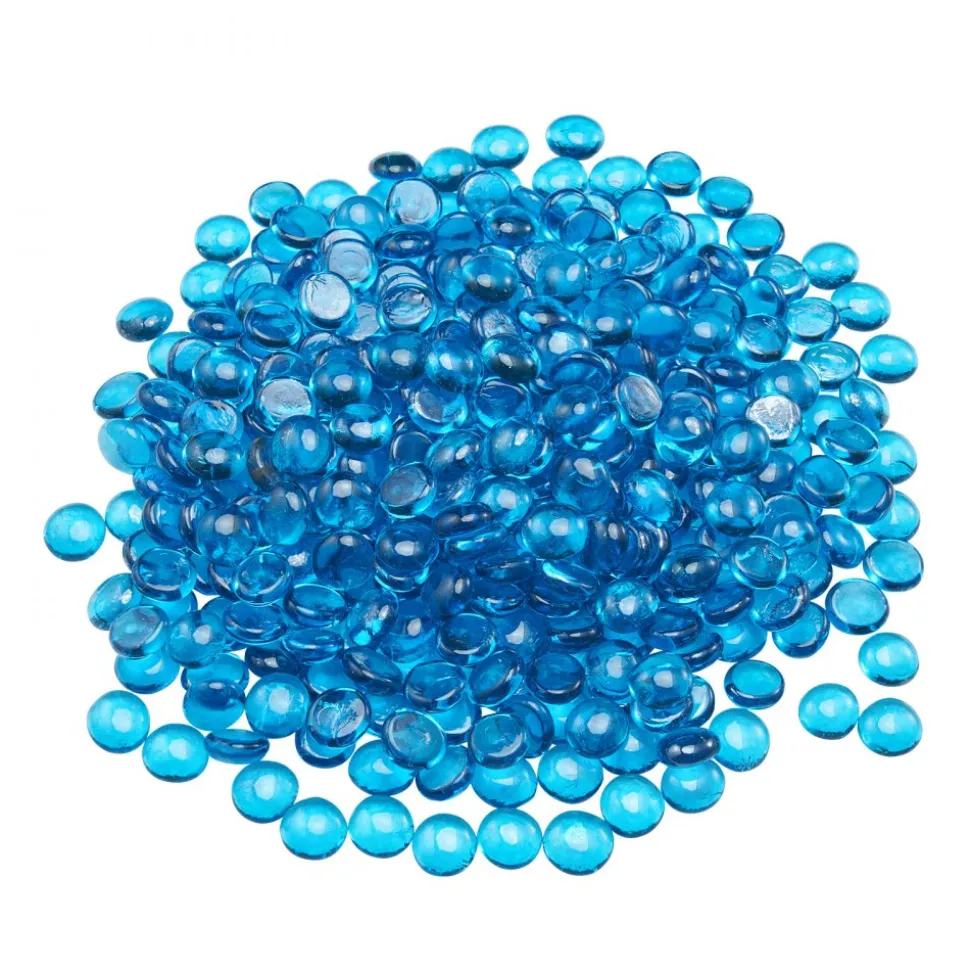 VEVOR Fire Glass, 20 lbs / 9.0 kg High-Temperature Resistant Fireplace Rocks, 3/4-Inch / 19.05 mm Reflective Firepit Glass Beads, High Luster Stone Landscaping for Fire Pit Table, Caribbean Blue