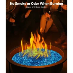 VEVOR Fire Glass, 20 lbs / 9.0 kg High-Temperature Resistant Fireplace Rocks, 3/4-Inch / 19.05 mm Reflective Firepit Glass Beads, High Luster Stone Landscaping for Fire Pit Table, Caribbean Blue
