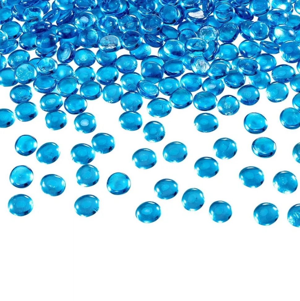 VEVOR Fire Glass, 20 lbs / 9.0 kg High-Temperature Resistant Fireplace Rocks, 3/4-Inch / 19.05 mm Reflective Firepit Glass Beads, High Luster Stone Landscaping for Fire Pit Table, Caribbean Blue