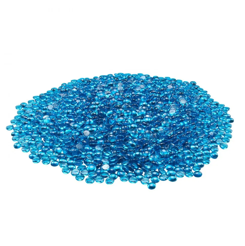 VEVOR Fire Glass, 20 lbs / 9.0 kg High-Temperature Resistant Fireplace Rocks, 3/4-Inch / 19.05 mm Reflective Firepit Glass Beads, High Luster Stone Landscaping for Fire Pit Table, Caribbean Blue