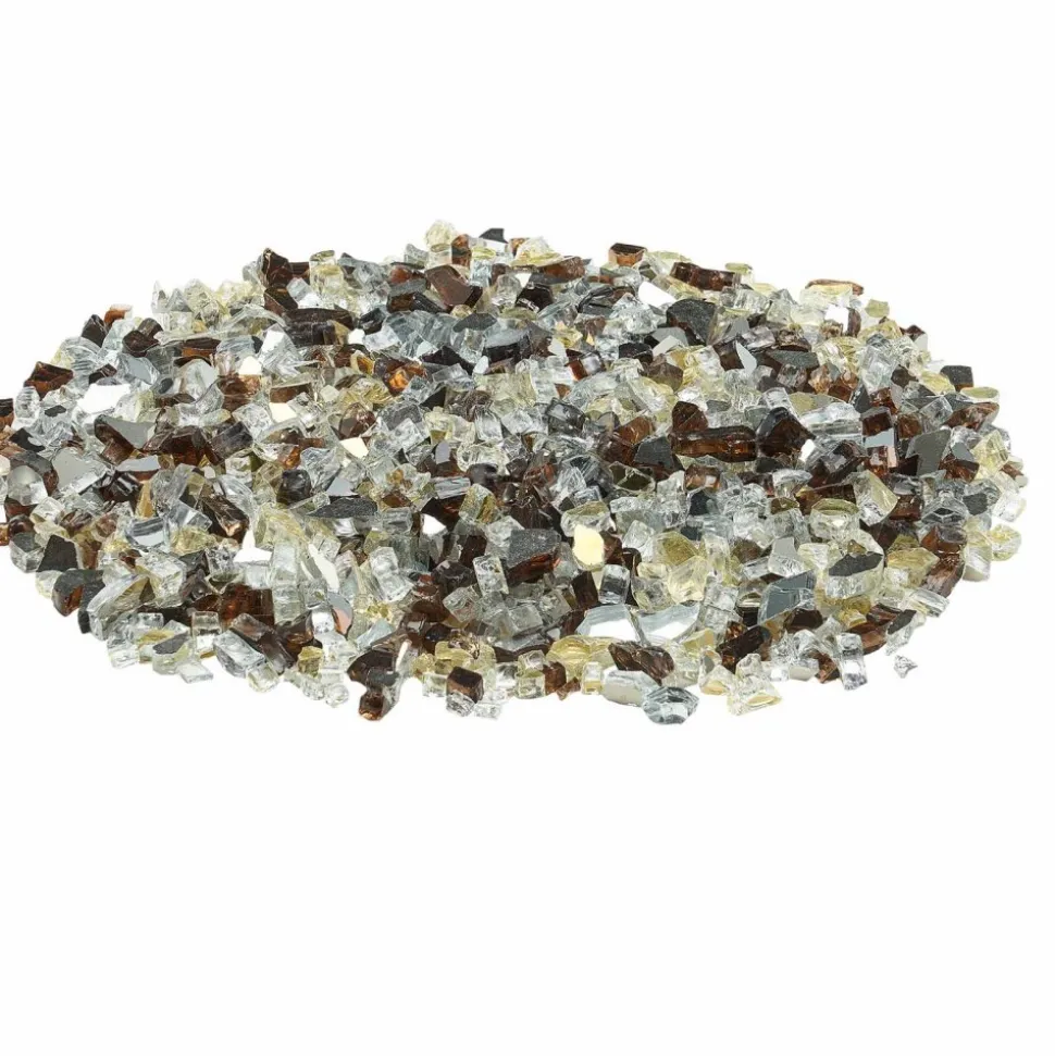VEVOR Fire Glass, 10LBS / 4.5KG High-Temperature Resistant Fireplace Rocks, 3/4-Inch / 19.05 mm Reflective & Smokeless Firepit Glass Beads, High Luster Stone Landscaping for Fire Pit Table, Rich Amber