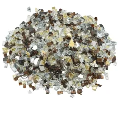 VEVOR Fire Glass, 10LBS / 4.5KG High-Temperature Resistant Fireplace Rocks, 3/4-Inch / 19.05 mm Reflective & Smokeless Firepit Glass Beads, High Luster Stone Landscaping for Fire Pit Table, Rich Amber