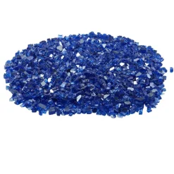VEVOR Fire Glass, 35LBS / 15.88KG High-Temperature Resistant Fireplace Rocks, 1/2-Inch / 12.7mm Reflective & Smokeless Firepit Glass Rock, High Luster Stone Landscaping for Fire Pit Table, Cobalt Blue