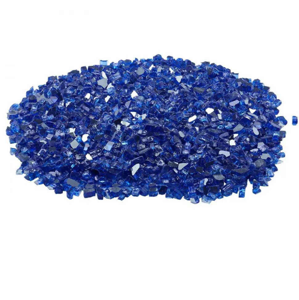 VEVOR Fire Glass, 35LBS / 15.88KG High-Temperature Resistant Fireplace Rocks, 1/2-Inch / 12.7mm Reflective & Smokeless Firepit Glass Rock, High Luster Stone Landscaping for Fire Pit Table, Cobalt Blue