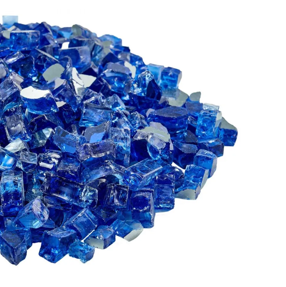 VEVOR Fire Glass, 35LBS / 15.88KG High-Temperature Resistant Fireplace Rocks, 1/2-Inch / 12.7mm Reflective & Smokeless Firepit Glass Rock, High Luster Stone Landscaping for Fire Pit Table, Cobalt Blue