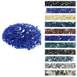 VEVOR Fire Glass, 35LBS / 15.88KG High-Temperature Resistant Fireplace Rocks, 1/2-Inch / 12.7mm Reflective & Smokeless Firepit Glass Rock, High Luster Stone Landscaping for Fire Pit Table, Cobalt Blue