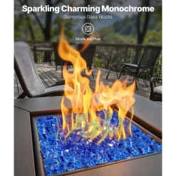 VEVOR Fire Glass, 35LBS / 15.88KG High-Temperature Resistant Fireplace Rocks, 1/2-Inch / 12.7mm Reflective & Smokeless Firepit Glass Rock, High Luster Stone Landscaping for Fire Pit Table, Cobalt Blue