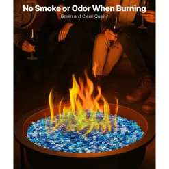 VEVOR Fire Glass, 10LBS / 4.5KG Smokeless & Fireplace Rocks, 3/4-Inch / 19.05 mm Reflective Firepit Glass Beads, High Luster Stone Landscaping for Fire Pit Table, Cobalt Blue + Caribbean Blue + Clear