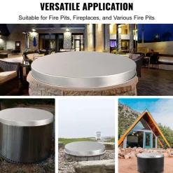 VEVOR Fire Pit Cover Lid, 20" Portable Firepit Spark Screen,Stainless Steel Steel Metal Cover, Easy-Opening Outdoor Wood Burning and Camping Stove Accessory, for Outdoor Patio Fire Pits Backyard