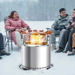 VEVOR Fire Pit Heat Deflector for Solo Stove Yukon, 27 inch Bonfire Round for Wood Burning Fire Pit, 304 Stainless Steel Heat Diffuser, Detachable Burner Cover Camping Accessories