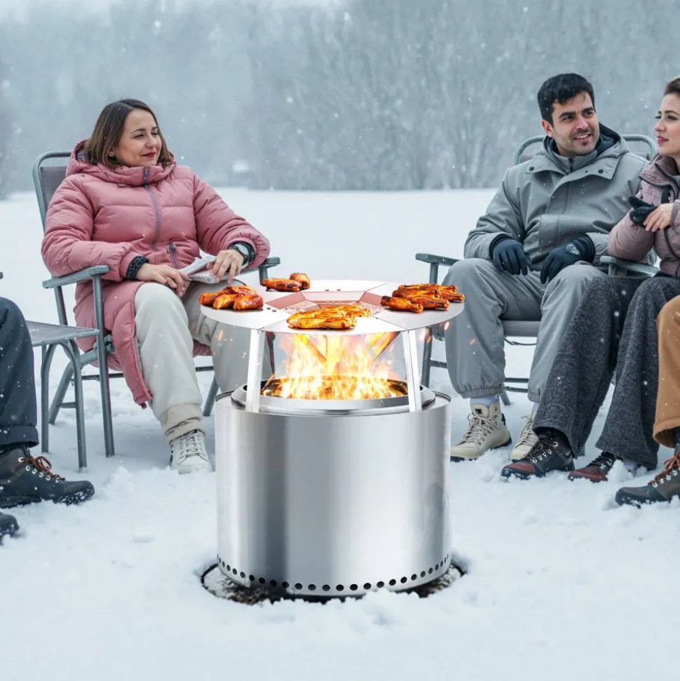 VEVOR Fire Pit Heat Deflector for Solo Stove Ranger, 20 inch Round for Wood Burning Fire Pit, 304 Stainless Steel Heat Diffuser, Detachable Burner Cover Camping Accessories