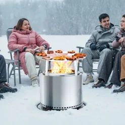 VEVOR Fire Pit Heat Deflector for Solo Stove Yukon, 25 inch Bonfire Round for Wood Burning Fire Pit, 304 Stainless Steel Heat Diffuser, Detachable Burner Cover Camping Accessories