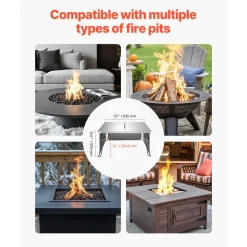 VEVOR Fire Pit Heat Deflector, 25.4x25.4x14.6 inch Square Outdoor Burner Cover, Stainless Steel Bonfire Camping Wood Burning, Push Heat Down and Out with 4 Foldable Legs & Carrying Handle