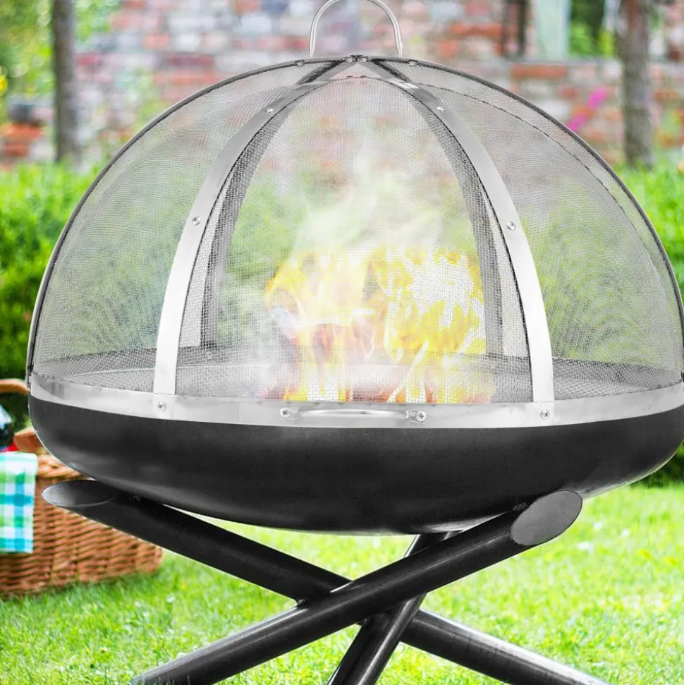 VEVOR Firepit Spark Screen Lid, 30" Diameter, Outdoor Firepit Ring Cover Round Accessories, Fire Pit Metal Cover, Easy-Opening Stainless Steel Fire Ring Covers for Outdoor Patio Fire Pits Backyard