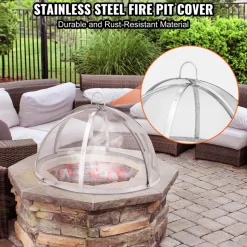 VEVOR Firepit Spark Screen Lid, 40" Diameter, Outdoor Firepit Ring Cover Round Accessories, Fire Pit Metal Cover, Easy-Opening Stainless Steel Fire Ring Covers for Outdoor Patio Fire Pits Backyard