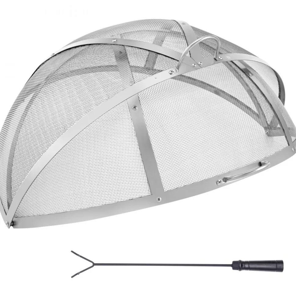 VEVOR Firepit Spark Screen Lid, 40" Diameter, Outdoor Firepit Ring Cover Round Accessories, Fire Pit Metal Cover, Easy-Opening Stainless Steel Fire Ring Covers for Outdoor Patio Fire Pits Backyard