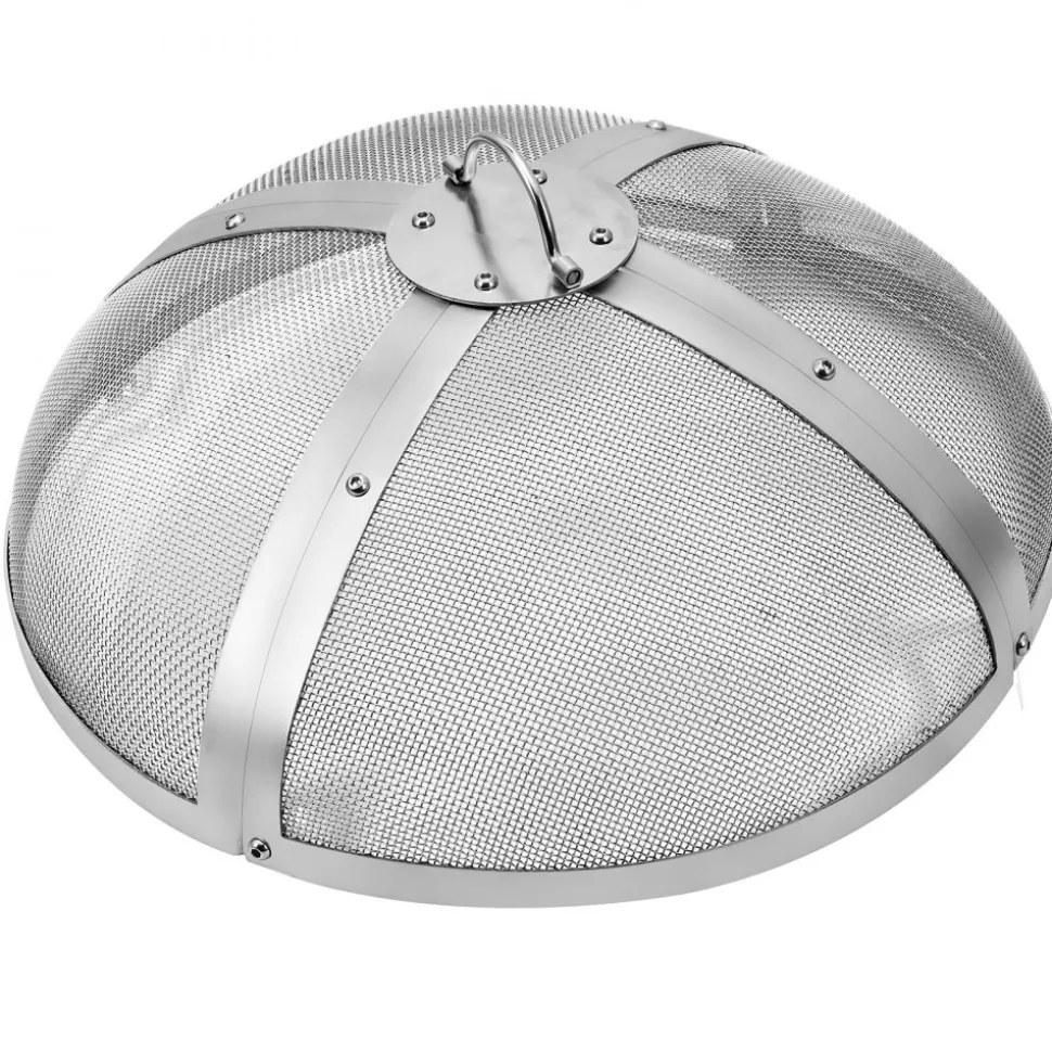 VEVOR Fire Pit Spark Screen Round 20", Reinforced Heavy Duty Steel Metal Cover, Outdoor Firepit Lid, Easy-Opening Top Screen Covers Round with Ring Handle for Outdoor Patio Fire Pits Backyard