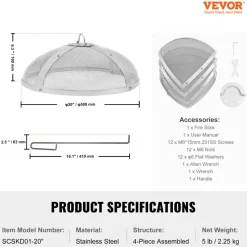 VEVOR Fire Pit Spark Screen Round 20