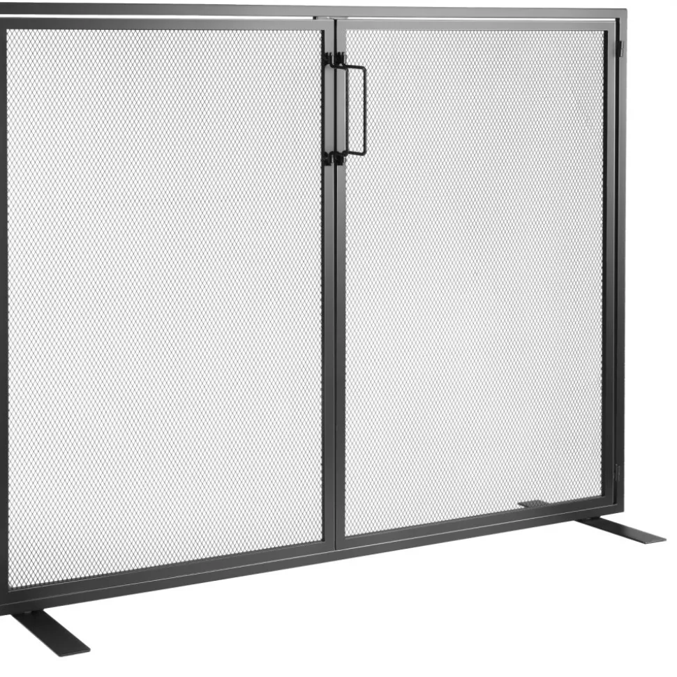 VEVOR Fireplace Screen 1 Panel with Door, Sturdy Iron Mesh Fireplace Screen, 38.98"(L) x30.7"(H) Spark Guard Cover, Simple Installation, Free Standing Fire Fence Grate for Living Room Home Decor Moder