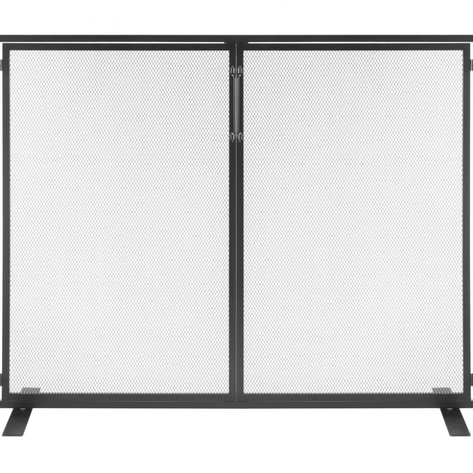 VEVOR Fireplace Screen 1 Panel with Door, Sturdy Iron Mesh Fireplace Screen, 38.98"(L) x30.7"(H) Spark Guard Cover, Simple Installation, Free Standing Fire Fence Grate for Living Room Home Decor Moder