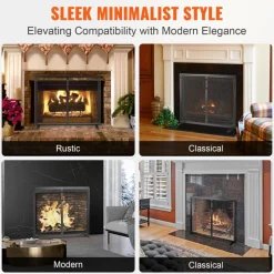 VEVOR Fireplace Screen 1 Panel with Door, Sturdy Iron Mesh Fireplace Screen, 38.98