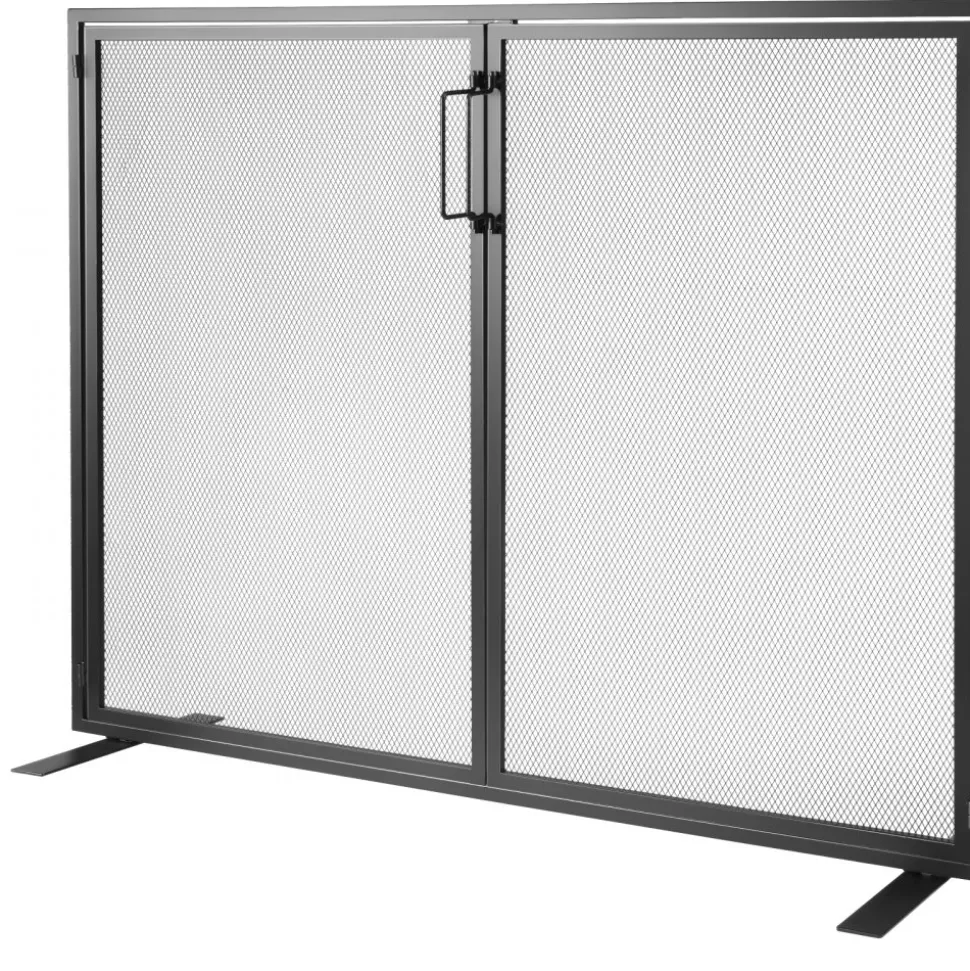VEVOR Fireplace Screen 1 Panel with Door, Sturdy Iron Mesh Fireplace Screen, 38.98"(L) x30.7"(H) Spark Guard Cover, Simple Installation, Free Standing Fire Fence Grate for Living Room Home Decor Moder