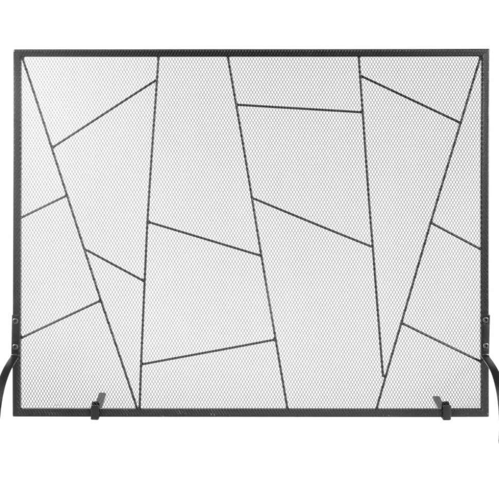 VEVOR Fireplace Screen Single Panel, Sturdy Iron Mesh Fireplace Screen, 35.6"(L) x28.4"(H) Spark Guard Cover, Simple Installation, Free Standing Fire Fence Grate for Living Room Home Decor Modern