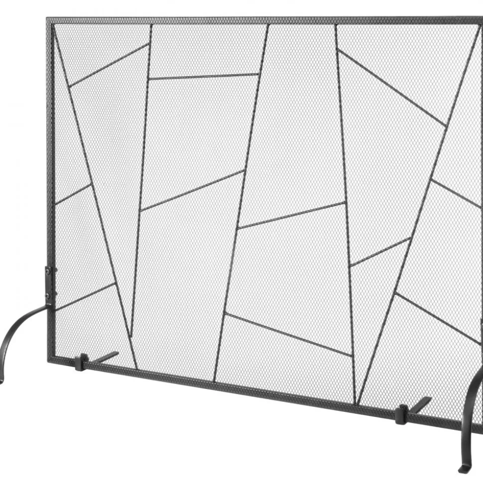 VEVOR Fireplace Screen Single Panel, Sturdy Iron Mesh Fireplace Screen, 35.6"(L) x28.4"(H) Spark Guard Cover, Simple Installation, Free Standing Fire Fence Grate for Living Room Home Decor Modern