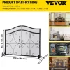 VEVOR Fireplace Screen, 38 x 26.5 Inch,Heavy Duty Iron Freestanding Spark Guard with Support, Metal Mesh Craft, Broom Tong Shovel Poker Included for Fireplace Decoration & Protection, Black