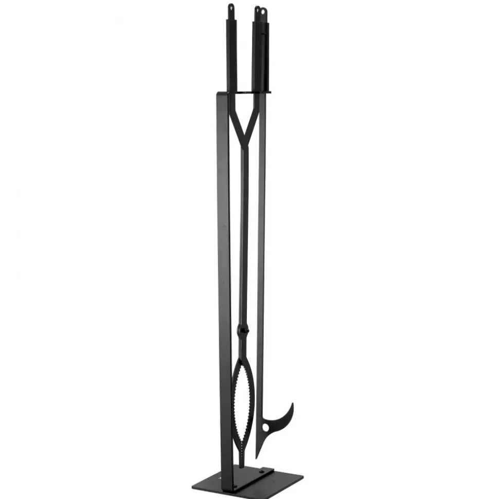 VEVOR Fireplace Tool Set, 3 PCS Fire Tool Set and Holder with Stand, Tongs, Fire Place Poker, Wrought Iron Fireplace Accessories for Campfire Backyard Bonfire Indoor/Outdoor, Black