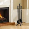 VEVOR Fireplace Tool Set, 5 PCS Fire Tool Set and Holder with Four-Prong Stand, Tongs, Ash Shovel, Brush, Fire Place Poker, Wrought Iron Fireplace Accessories for Campfire Indoor/Outdoor, Black