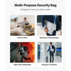 VEVOR Fireproof Document Bag, 2192 ℉ Heat Insulated Fireproof & Waterproof Bag with Smooth Zipper, Portable File Storage Organizer Home Office Travel Use, for Passports, Important Documents, Files