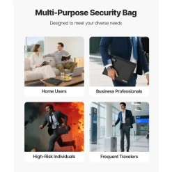 VEVOR Fireproof Document Bag, 1832 ℉ Heat Insulated Fireproof & Waterproof Bag with Lock, Portable File Storage Security Organizer Home Office Travel Use, for Passports, Important Documents & Files