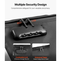VEVOR Fireproof Document Bag, 1832 ℉ Heat Insulated Fireproof & Waterproof Bag, Portable Multi-Layer File Storage Security Organizer Home Office Travel Use, for Passports, Important Documents, Files