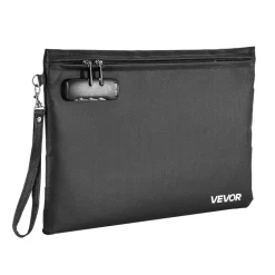 VEVOR Fireproof Document Bag, 1832 ℉ Heat Insulated Fireproof & Waterproof Bag, Portable Multi-Layer File Storage Security Organizer Home Office Travel Use, for Passports, Important Documents, Files