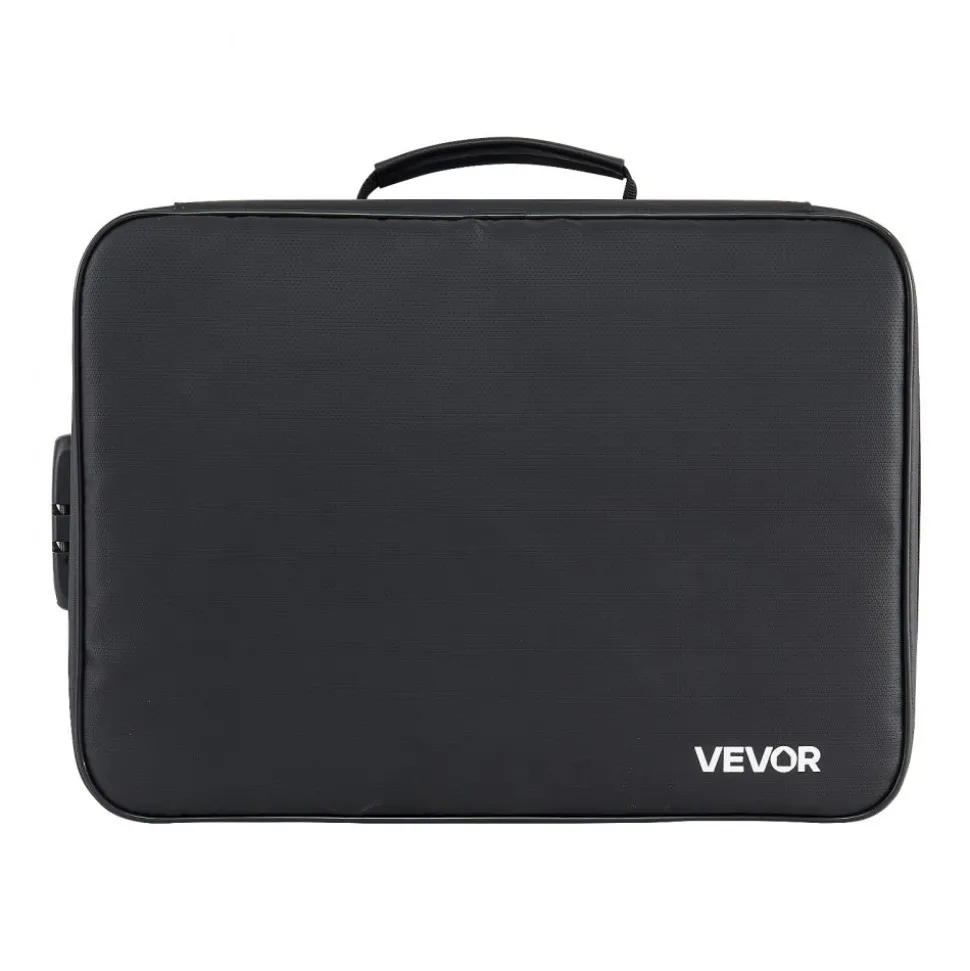 VEVOR Fireproof Document Box, 1832 ℉ Heat Insulated Fireproof & Waterproof Box with Lock, Portable Multi-Layer Home Office Travel File Storage Organizer, for Passports, Important Documents, Files