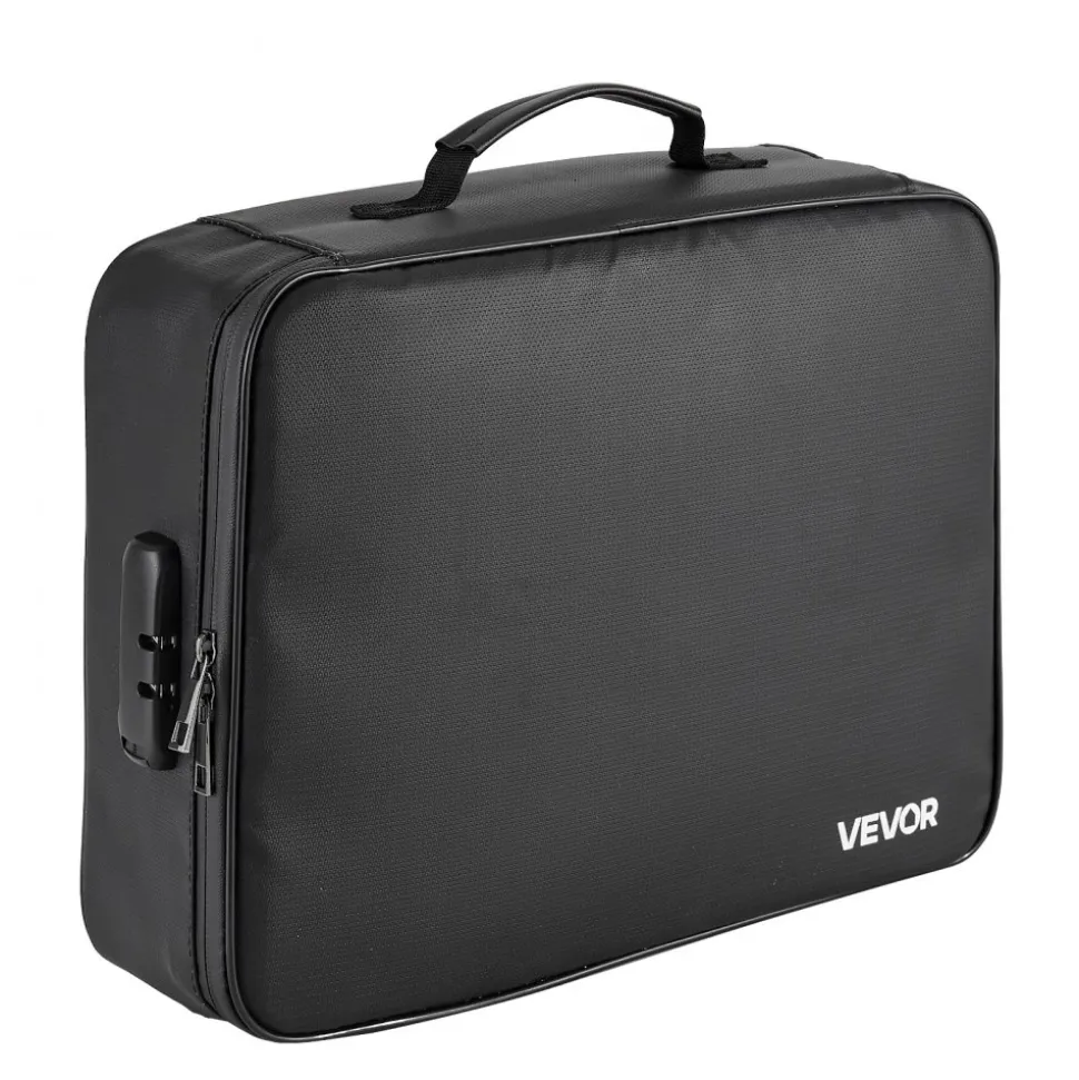 VEVOR Fireproof Document Box, 1832 ℉ Heat Insulated Fireproof & Waterproof Box with Lock, Portable Multi-Layer Home Office Travel File Storage Organizer, for Passports, Important Documents, Files