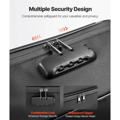 VEVOR Fireproof Document Box, 1832 ℉ Heat Insulated Fireproof & Waterproof Box with Lock, Portable Multi-Layer Home Office Travel File Storage Organizer, for Passports, Important Documents, Files